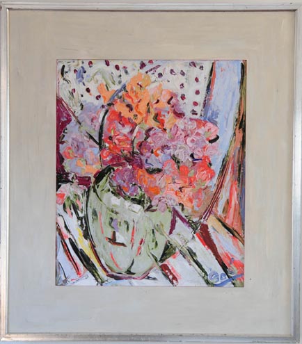 Sweet Peas in Green Pot